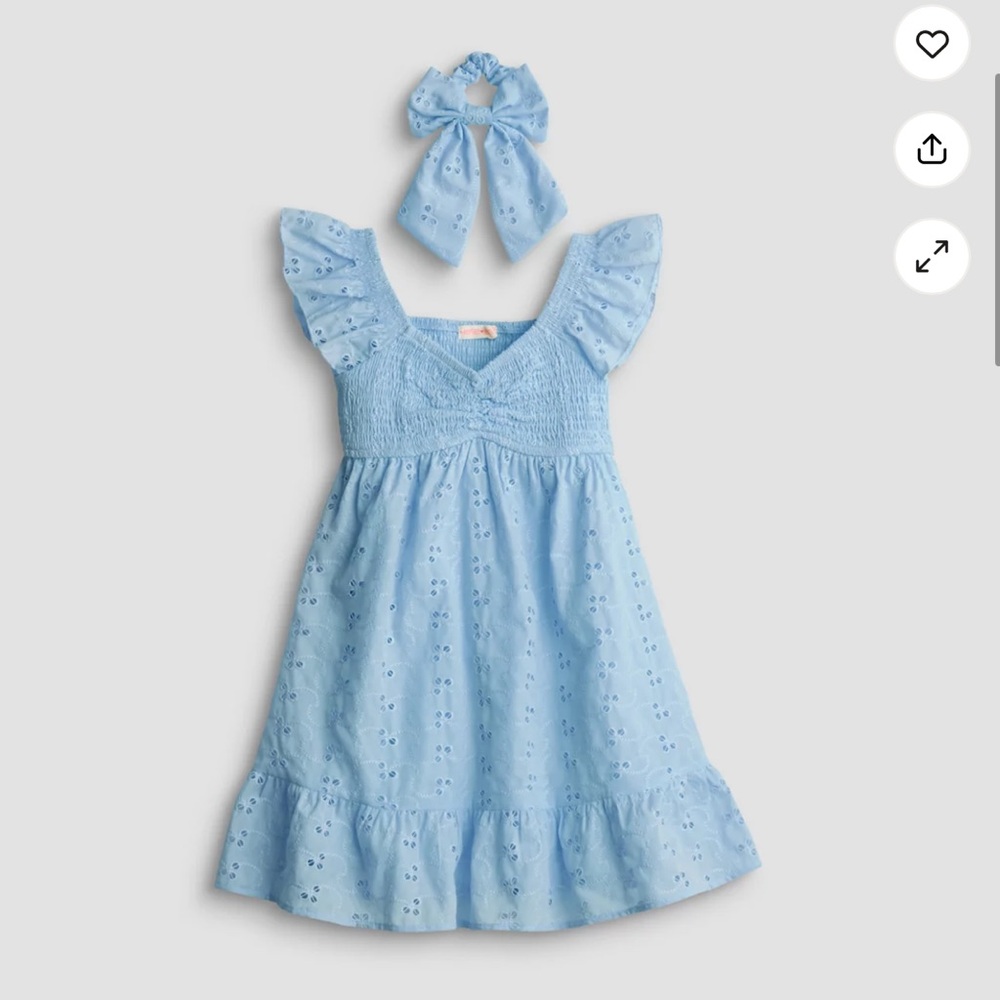 Embroidered Smocked Eyelet Dress & Scrunchie